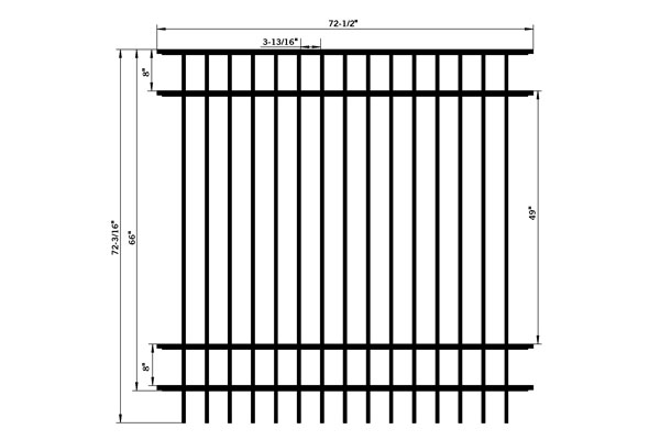 Galvaniserad/aluminium 3 skenor Flat Top dekorativa pool staket paneler